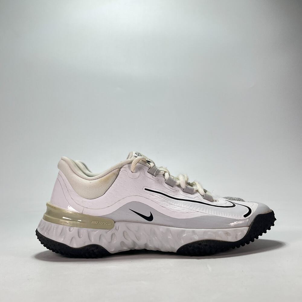 Nike Alpha Huarache Elite 4 TF White Gray Turf Shoes FD2746-102 Women's Size 6.5